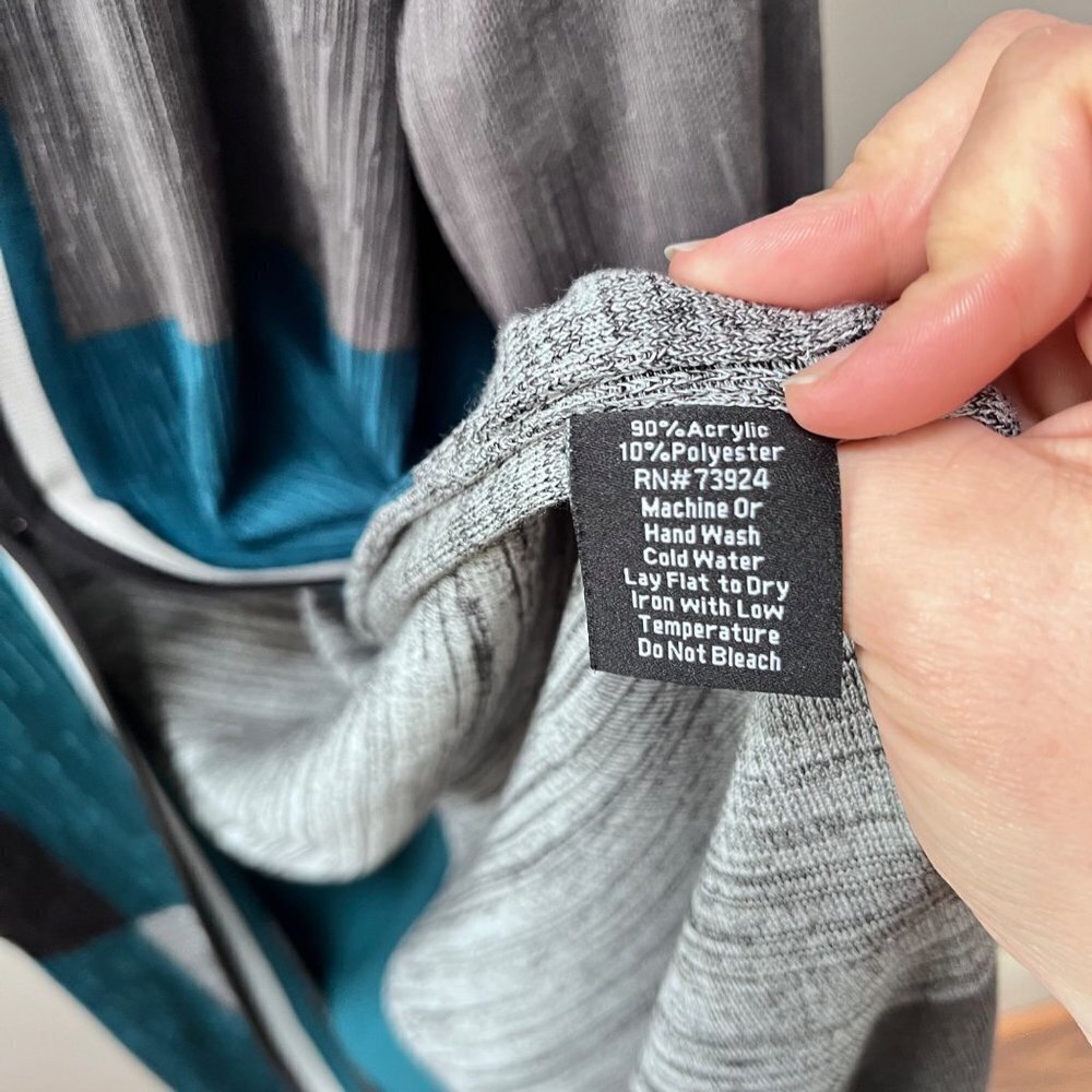 Misook Long Line Open Front Color Block Cardigan … - image 7